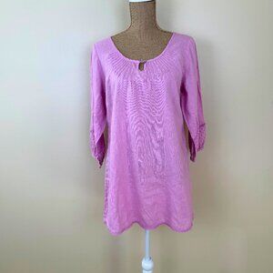 Part Two Linen Dress/Tunic | Pink Eyelet Detail | Size 36 (US 6)